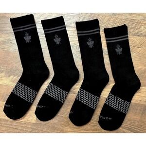 Bombas Black Crew Calf Socks Adult Large Lot of 4 Honeycomb Arch, Anti-microbial